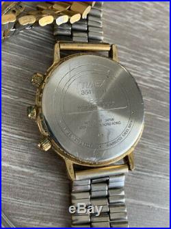 Vintage Timex Moon Phase Perpetual Calendar Watch Gold Tone Dress Date Rare