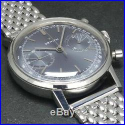 Vintage Watch 1960's ZENITH C. 146D SS S / B Chronograph Rare Blue Gray dial