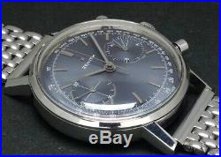 Vintage Watch 1960's ZENITH C. 146D SS S / B Chronograph Rare Blue Gray dial