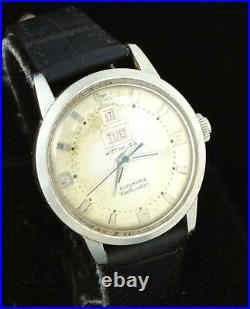 Vintage Wittnauer Automatic Mens Wrist Watch Rare Day Date @ 12 11acb