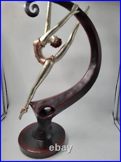 Vintage antique ART DECO ballerina dancer Sculpture WIth Wood 22 Rare MCM