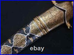 Vintage antique rare indo persian mughal sikh dagger with cheveron lehriya blade
