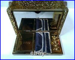 WILARDY RARE VINTAGE EMBEDDED GOLD STARS CLEAR LUCITE PURSE With BUILT IN COMPACT