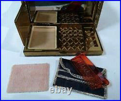WILARDY RARE VINTAGE EMBEDDED GOLD STARS CLEAR LUCITE PURSE With BUILT IN COMPACT