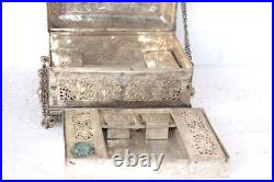 White Metal Brass Pan Dan Box 1900s Old Vintage Rare Antique Collectible PG-64