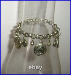 Women's Vintage Rare Antique Style Collectible Coins Flowers Gold-tone Bracelet