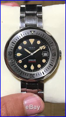 Yema 1000m Vintage Diver Watch, Original Bracelet, Box, VERY RARE! NR